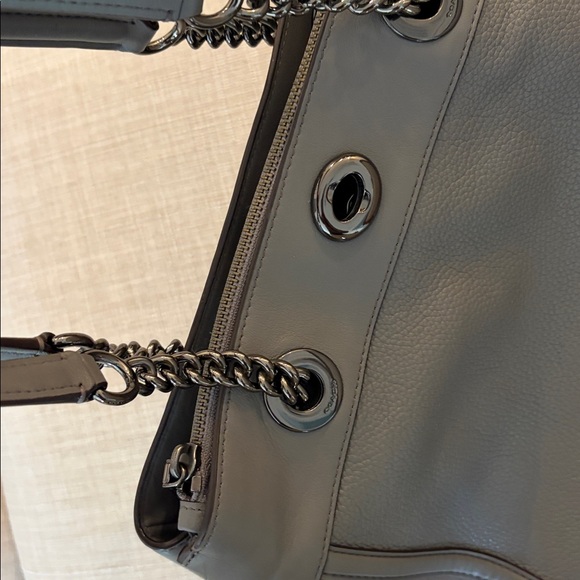 Coach Leather and Suede Shoulder Bag in Dove Gray with Gun Metal Hardware - Picture 16 of 16
